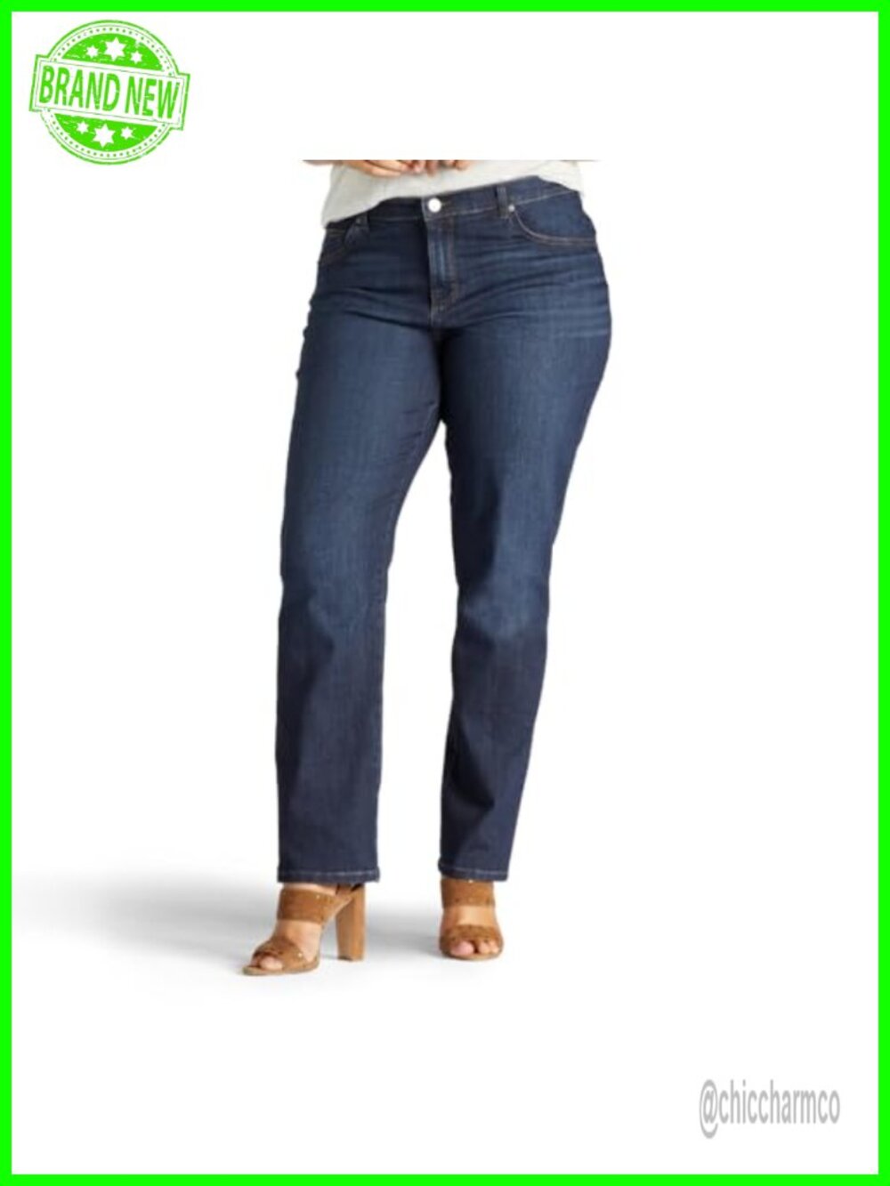 Plus Size Relaxed Fit Straight Leg Jeans Flex Stretch Mid Rise
